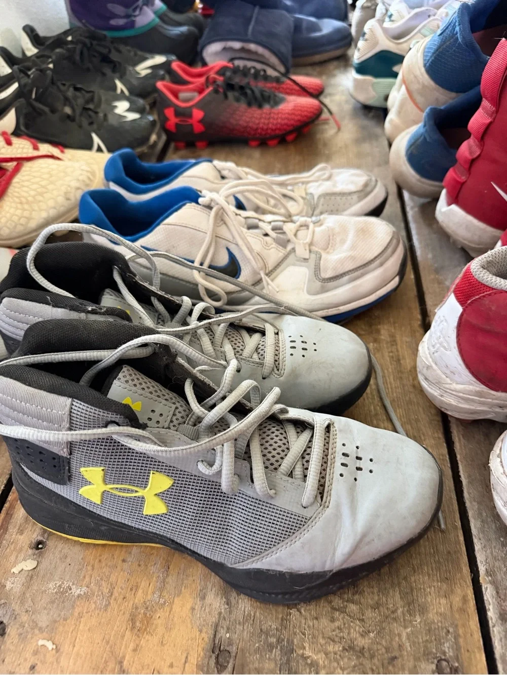 Under Armour Light Gray and Yellow Boy’s Basketball Shoes